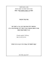 Kế thừa các giá trị truyền thống của người phụ nữ Việt Nam trong bối cảnh hội nhập hiện nay (tt)