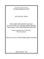 Phát triển môi trường giáo dục kỷ luật tích cực cho học sinh ở trường trung học cơ sở thành phố Hồ Chí Minh. (tt)