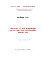 Đầu tư trực tiếp nước ngoài và tăng trưởng kinh tế ở các tỉnh đồng bằng sông cửu long (tt) 