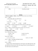 Đề thi môn toán lớp 4 ki 1 