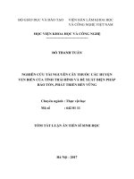 Nghiên cứu tài nguyên cây thuốc các huyện ven biển của tỉnh Thái Bình và đề xuất biện pháp bảo tồn, phát triển bền vững