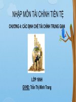 Bài thuyết trình: Nhập môn tài chính tiền tệ  Chương 4 Các định chế tài chính trung gian