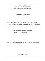 Nâng cao hiệu quả sử dụng vốn tại Công ty Cổ xuất nhập khẩu và dịch vụ Tân Thành An (tt)