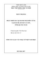 Phát triển du lịch sinh thái bền vững tại Đảo Bé, huyện Lý Sơn, tỉnh Quảng Ngãi (tt)