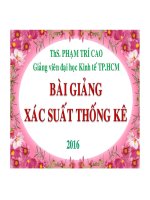 Tài liệu môn Xác suất thống kê 2015 - Làm nghề gì cũng đòi hỏi phải có tình yêu, lương tâm và đạo đức Bia bai giang 2016