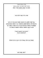 Xử lý tài sản thế chấp của bên thứ ba bảo đảm tiền vay trong hợp đồng tín dụng từ thực tiễn của ngân hàng Nông nghiệp và Phát triển Nông thôn Việt Nam (tt)