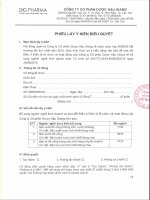 C. Phieu lay y kien bieu quyet DHDCD DHG bat thuong (bang van ban) lan thu nhat 2015