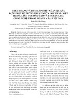 DSpace at VNU: Thực trạng và tính cấp thiết của viêc xây dựng một hê thống thuật ngữ y học Pháp - Viêt trong lĩnh vực đào tạo và chuyển giao công nghê trong ngành y tại Viêt Nam