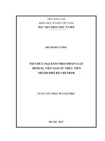 Tội chứa mại dâm theo quy định của Bộ luật hình sự Việt Nam từ thực tiễn Thành phố Hồ Chí Minh