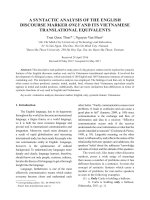 DSpace at VNU: A syntactic analysis of the English discourse marker only and its Vietnamese translational equivalents