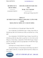 Thông tư 06 2012 TT-BTTTT Quy định về quản lý nhiệm vụ khoa học và công nghệ cấp Bộ trong lĩnh vực thông tin và truyền thông