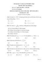 Đề thi Học kì 1 Toán 12 THPT Thanh Bình 2 – Đồng Tháp 20172018