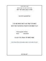 Vấn đề phát huy giá trị văn hóa dân tộc xơ đăng ở tỉnh kon tum hiện nay