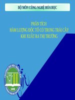phân tích hàm lượng độc tố có trong trái cây khi xuất ra thị trường 