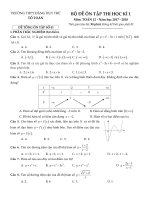 Bộ đề ôn thi HK1 toán 12 năm học 2017 – 2018 trường THPT Đặng Huy Trứ – TT  Huế 
