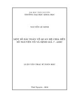 Một số bài toán về quan hệ chia hết, số nguyên tố và định giá p adic 