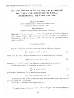 DSpace at VNU: On uniform stability of the characteristic spectrum for sequences of linear differential equation system