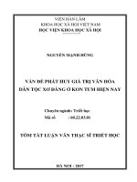 Vấn đề phát huy giá trị văn hóa dân tộc xơ đăng ở tỉnh kon tum hiện nay (tt)