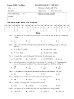 Đề kiểm tra 1 tiết đại số và giải tích 11 chương 2 trường THPT Cửa Tùng – Quảng Trị 