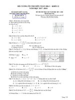 Đề cương ôn thi môn toán HK1 khối 12 năm học 2017 – 2018 trường THPT Thạnh Đông – Kiên Giang