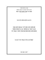 Tội giết hoặc vứt bỏ con mới đẻ theo pháp luật hình sự Việt Nam từ thực tiễn Thành phố Hồ Chí Minh (LV thạc sĩ)