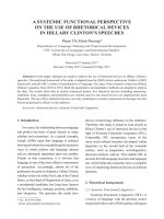 DSpace at VNU: A systemic functional perspective on the use of rhetorical devices in Hillary Clinton’s speeches