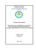 the effects of corporate culture on organisational effectiveness at general department of vietnam customs 