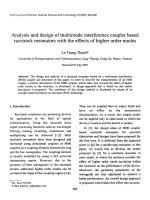 DSpace at VNU: Analysis and design of multimode interference coupler based racetrack resonators with the effects of higher order modes