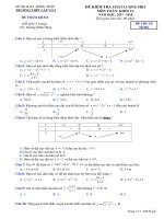 Đề thi Học kì 1 Toán 12 THPT Lấp Vò 2 – Đồng Tháp (Đề 1) 20172018
