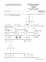 Đề kiểm tra HK1 toán 12 năm học 2017 – 2018 trường Nguyễn Tất Thành – Hà Nội 