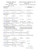 Đề thi Học kì 1 Toán 12 THPT Trần Văn Năng – Đồng Tháp (Đề 1) 20172018