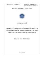 Nghiên cứu tổng hợp xác định cấu trúc và thăm dò hoạt tính sinh học của một số phức chất Pt(II),Pd(II) với phối tử bazo Schiff