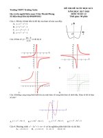 Đề thi Học kì 1 Toán 12 THPT Trường Xuân – Đồng Tháp 20172018