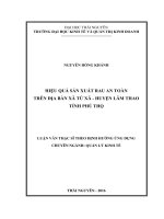 Hiệu quả sản xuất rau an toàn trên địa bàn xã tứ xã, huyện lâm thao tỉnh phú thọ 