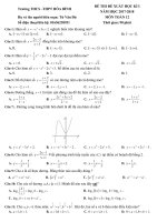Đề thi Học kì 1 Toán 12 THCS và THPT Hòa Bình – Đồng Tháp 20172018