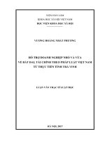 Hỗ trợ doanh nghiệp nhỏ và vừa về đất đai, tài chính theo pháp luật Việt Nam từ thực tiễn tại tỉnh Trà Vinh