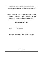 Những vấn đề của đồng tiền chung châu âu hiện nay và một số hàm ý cho đông nam á english 