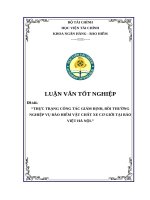 thực trạng công tác giám định, bồi thường nghiệp vụ bảo hiểm vật chất xe cơ giới tại bảo việt hà nội 