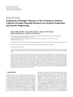 DSpace at VNU: Evaluation of Drought Tolerance of the Vietnamese Soybean Cultivars Provides Potential Resources for Soybean Production and Genetic Engineering