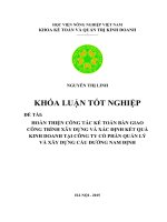 HOÀN THIỆN CÔNG TÁC KẾ TOÁN BÀN GIAO CÔNG TRÌNH XÂY DỰNG VÀ XÁC ĐỊNH KẾT QUẢ KINH DOANH TẠI CÔNG TY CỔ PHẦN QUẢN LÝ  VÀ XÂY DỰNG CẦU ĐƯỜNG NAM ĐỊNH