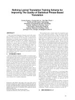 DSpace at VNU: Refining lexical translation training scheme for improving the quality of statistical phrase-based translation