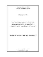 Dạy học theo tiếp cận năng lực trong bồi dưỡng cán bộ quản lý ngành Thông tin và Truyền thông (LA tiến sĩ)