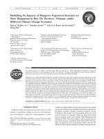 DSpace at VNU: Modelling the Impacts of Mangrove Vegetation Structure on Wave Dissipation in Ben Tre Province, Vietnam, under Different Climate Change Scenarios