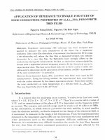 DSpace at VNU: Application of impedance technique for study of Ionic conducting properties of lixla1-x TiO3 Perovskite Thin films