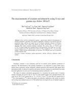 DSpace at VNU: The measurements of uranium enrichment by using X rays and gamma rays below 100 keV