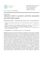 DSpace at VNU: Antibacterial activities of gel-derived Ag-TiO2-SiO2 nanomaterials under different light irradiation