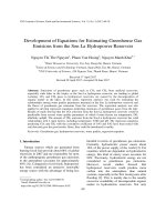 DSpace at VNU: Greenhouse Gas Development of Equations for Estimating Greenhouse Gas Emisions from the Son La Hydropower Reservoir