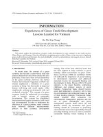 Experiences of Green Credit Development Lessons Learned for Vietnam