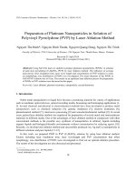 DSpace at VNU: Preparation of Platinum Nanoparticles in Solution of Polyvinyl Pyrrolydone (PVP) by Laser Ablation Method