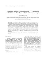 DSpace at VNU: Vietnamese Women’s Representation in TV Commercials Related to Lunar New Year: A Critical Discourse Analysis